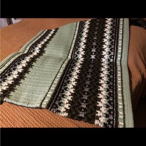 Green and Brown Patterned Blanket